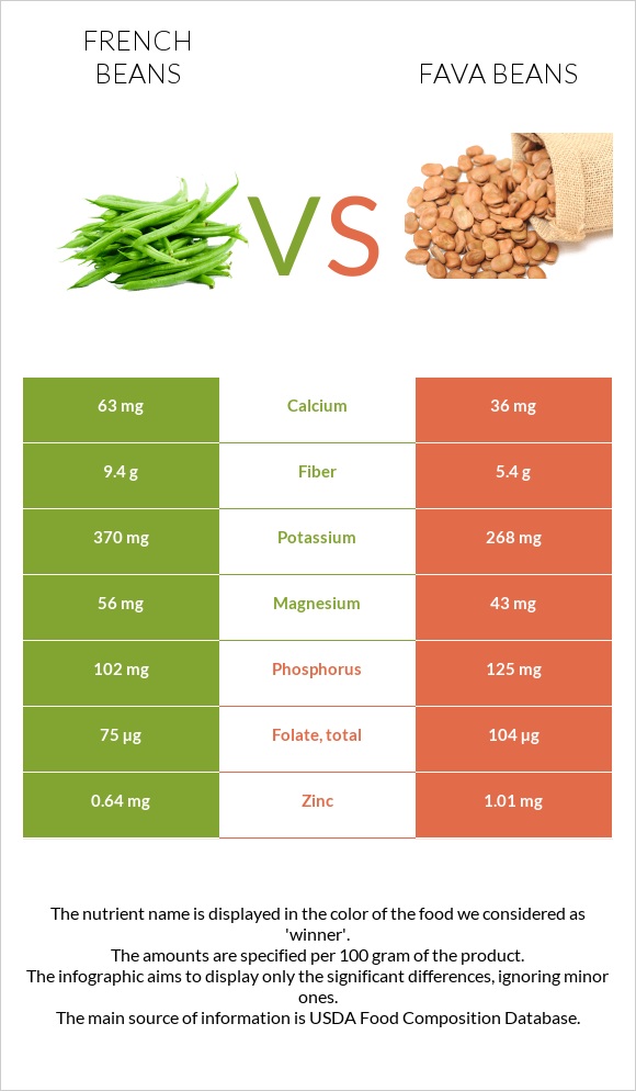 French beans vs Fava beans infographic