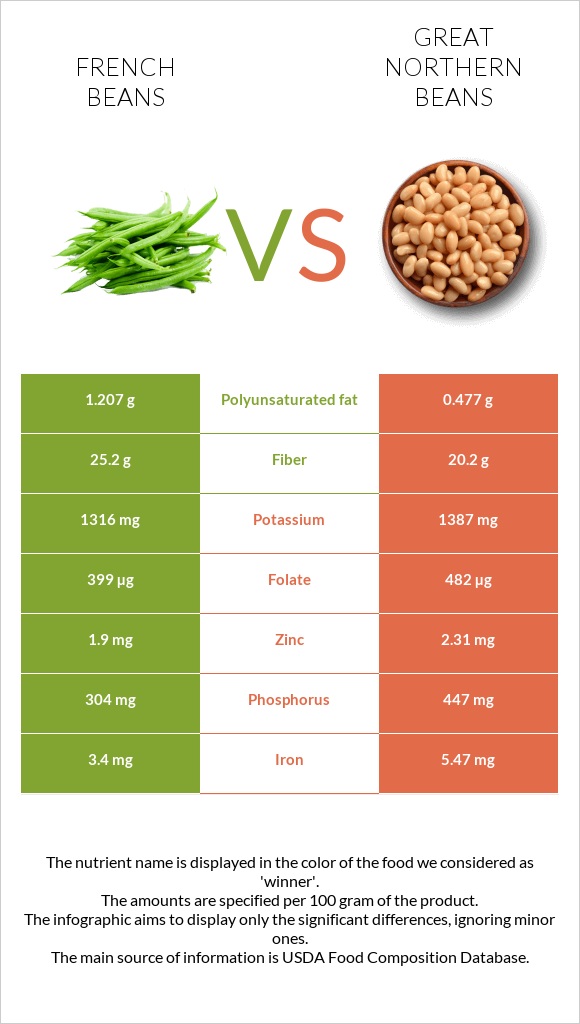 French beans vs Great northern beans infographic