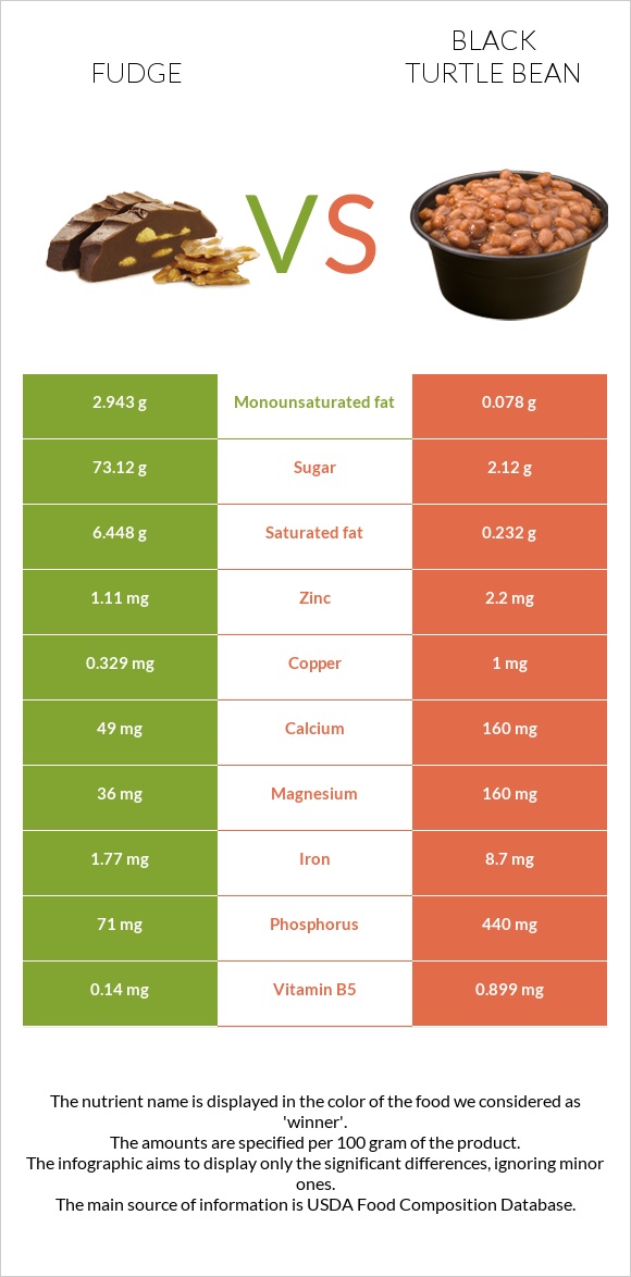 Fudge vs Black turtle bean infographic