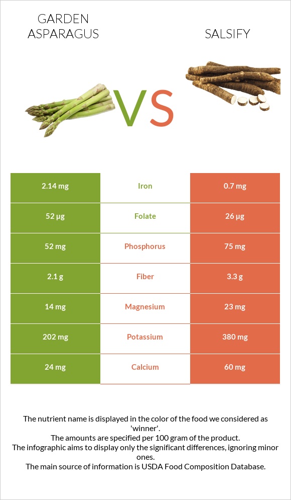 Garden asparagus vs Salsify infographic
