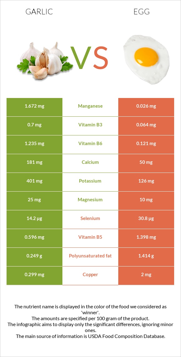 Garlic vs Egg infographic