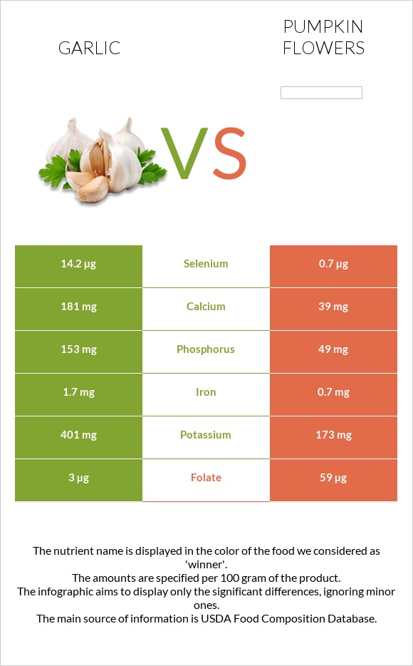 Garlic vs Pumpkin flowers infographic