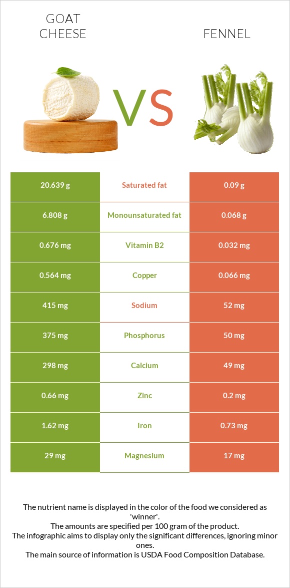 Ոչխարի պանիր vs Ֆենխել infographic