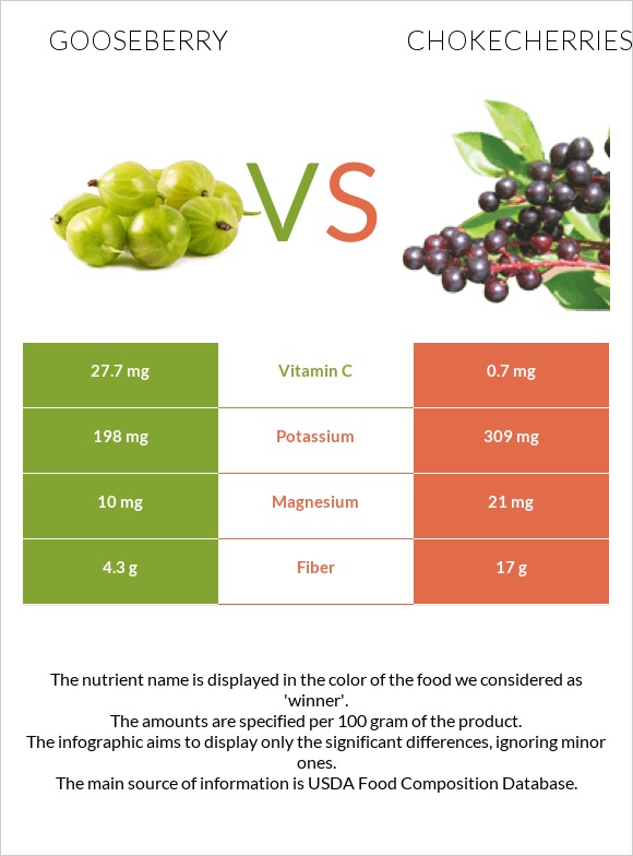 Gooseberry vs Chokecherries infographic