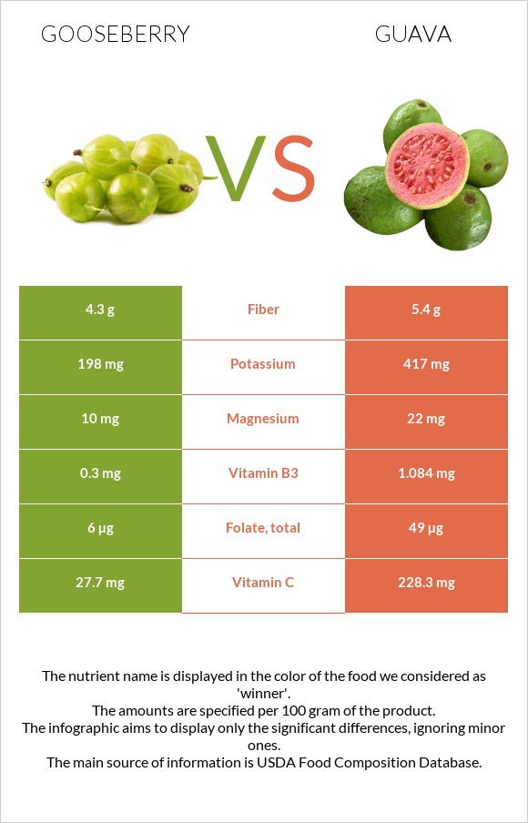 Gooseberry vs Guava infographic