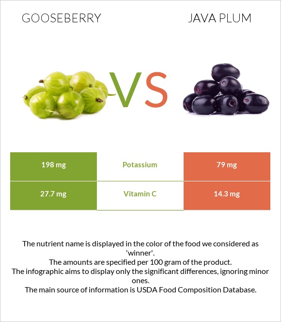 Gooseberry vs Java plum infographic