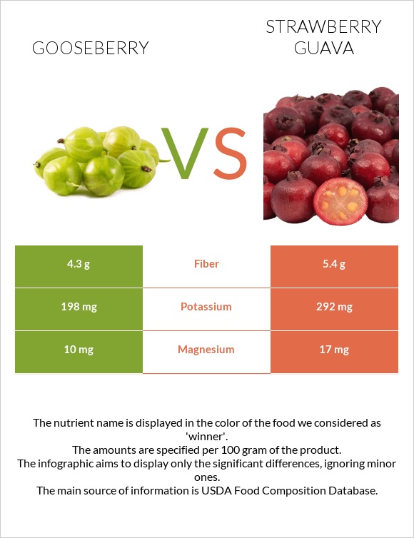 Փշահաղարջ vs Ելակի գուավա infographic