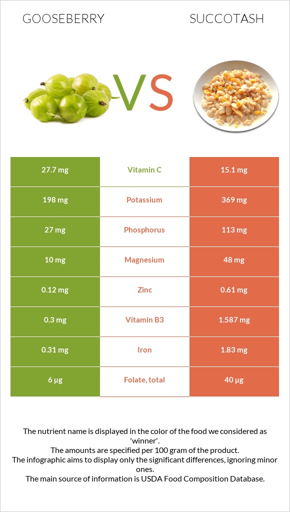 Gooseberry vs Succotash infographic