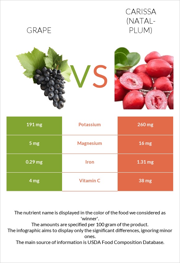 Grape vs Carissa (natal-plum) infographic