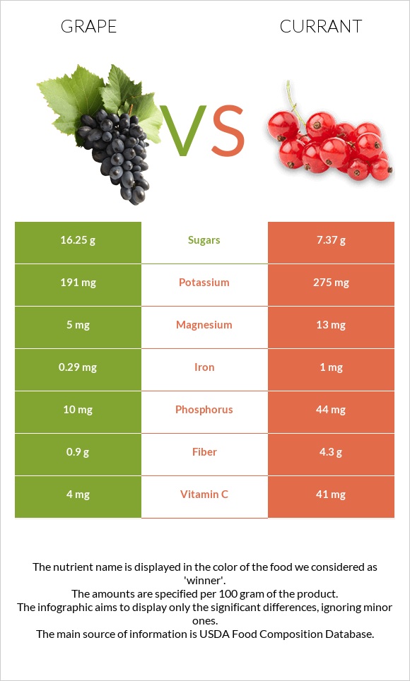 Grape vs Currant infographic