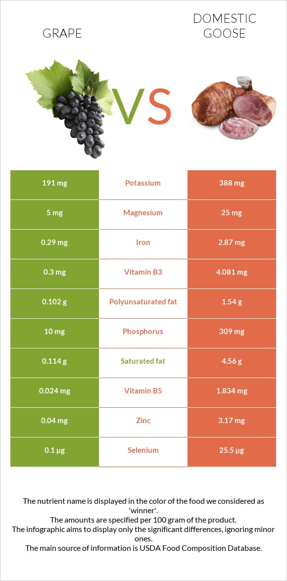 Խաղող vs Ընտանի սագ infographic