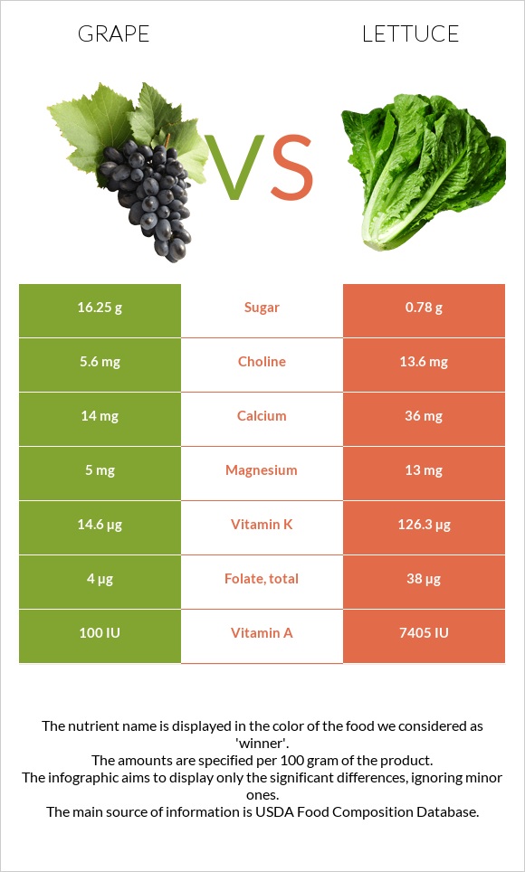 Grape vs Lettuce infographic