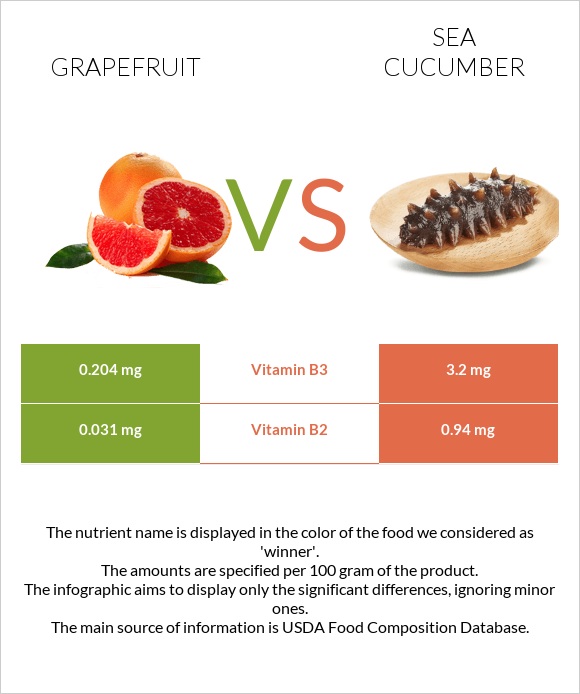 Grapefruit vs Sea cucumber infographic