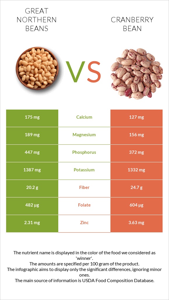 Great northern beans vs Cranberry beans infographic
