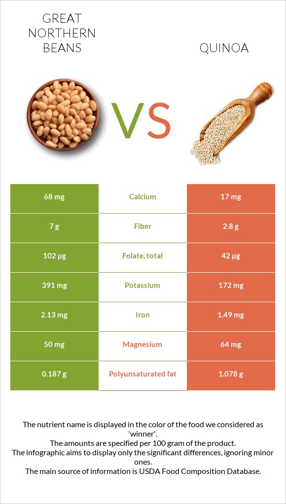 Great northern beans vs. Quinoa — InDepth Nutrition Comparison
