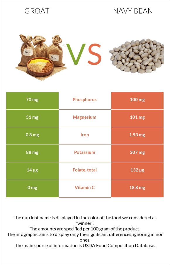 Groat vs Navy beans infographic
