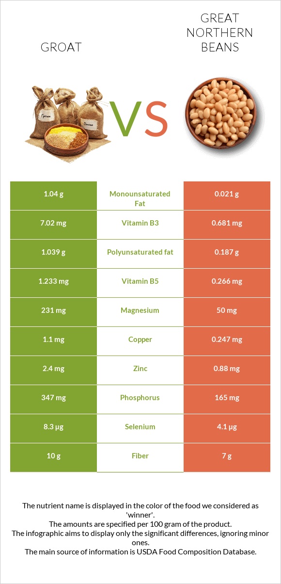 Ձավար vs Great northern beans infographic