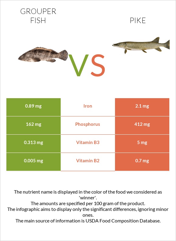 Grouper fish vs Pike infographic
