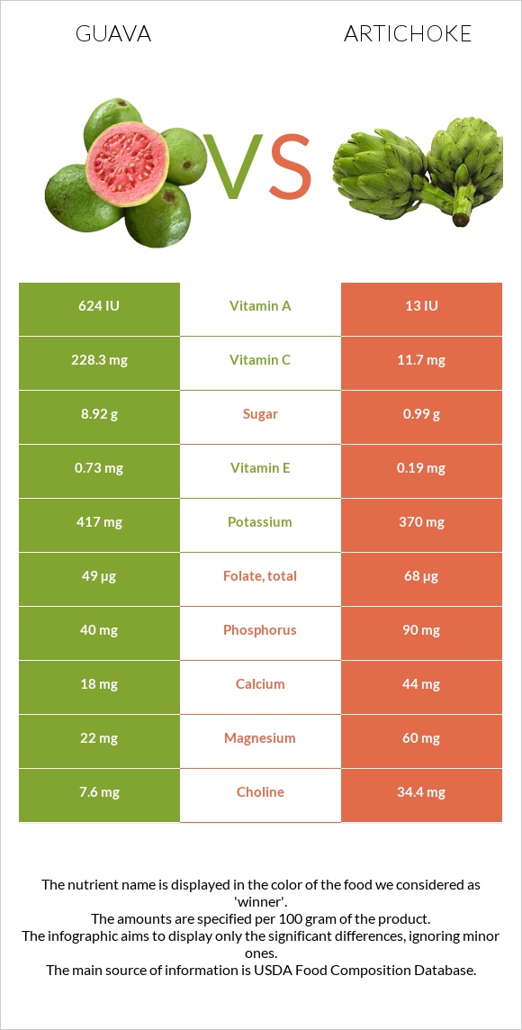Guava vs Artichoke infographic