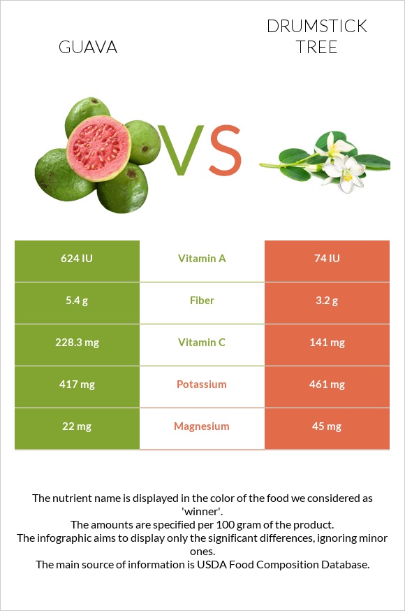 Guava vs Drumstick tree infographic