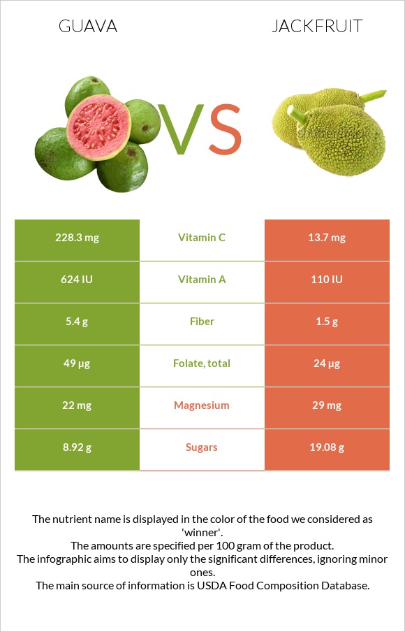 Guava vs Jackfruit infographic