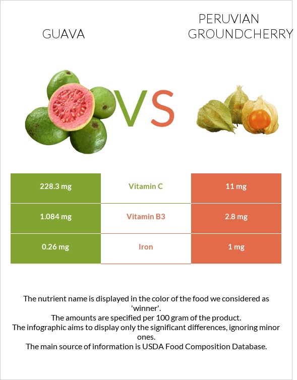 Guava vs Peruvian groundcherry infographic