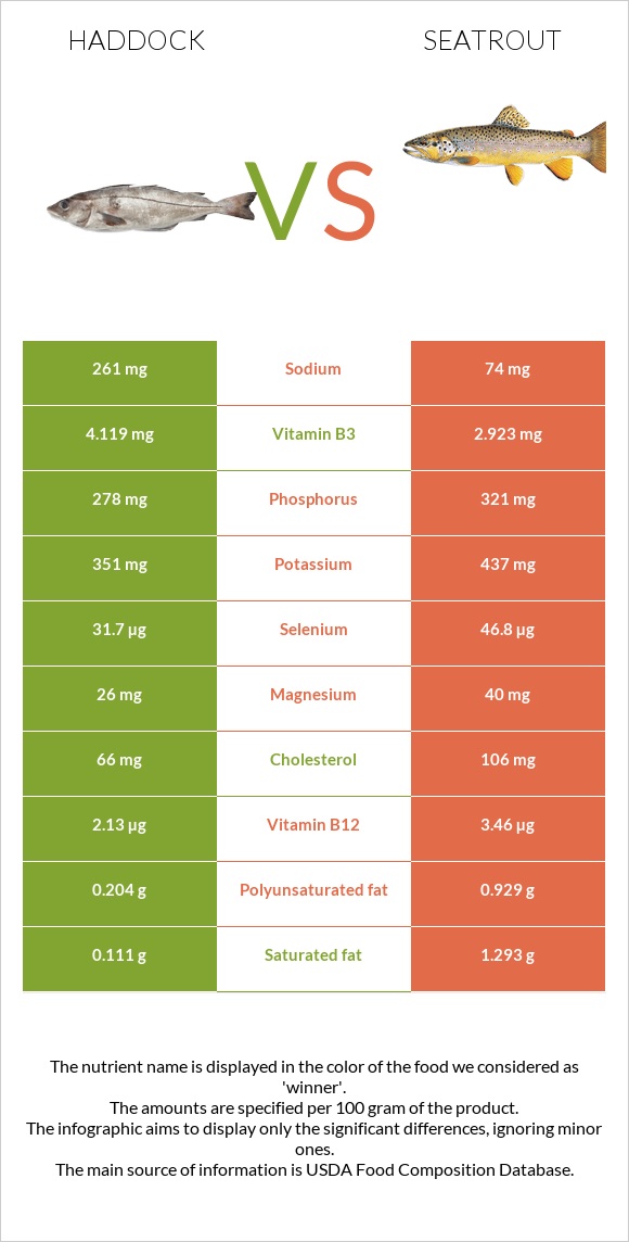 Haddock vs Seatrout infographic