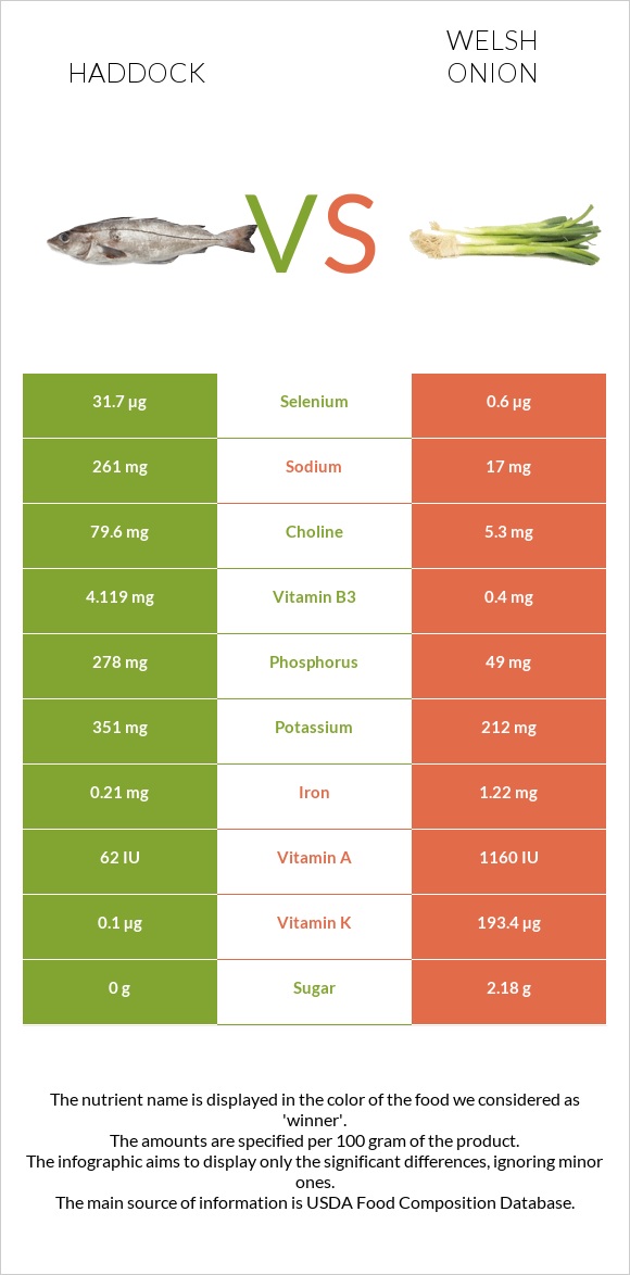 Haddock vs Welsh onion infographic