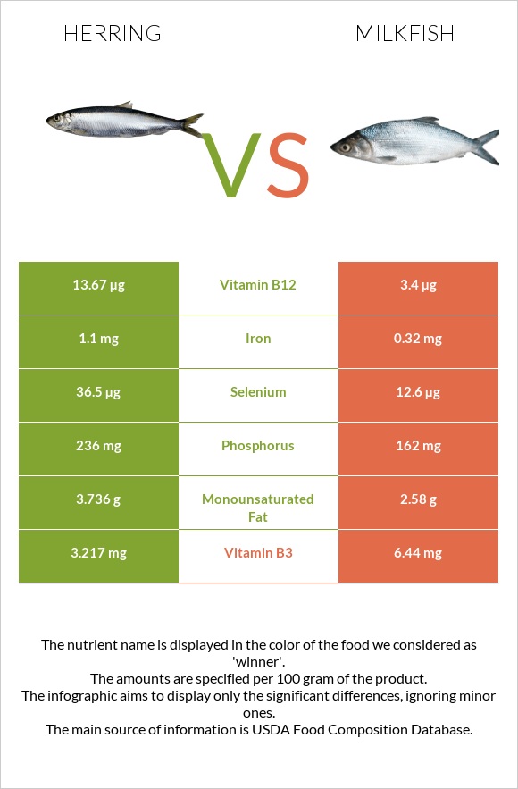 Herring vs Milkfish infographic