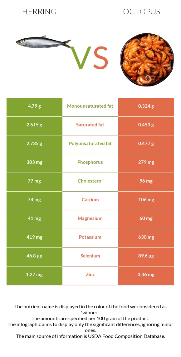 Herring vs Octopus infographic