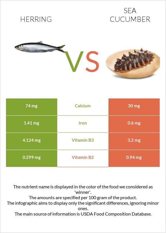 Herring vs Sea cucumber infographic