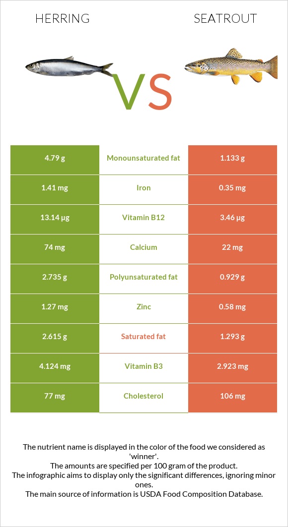 Herring vs Seatrout infographic