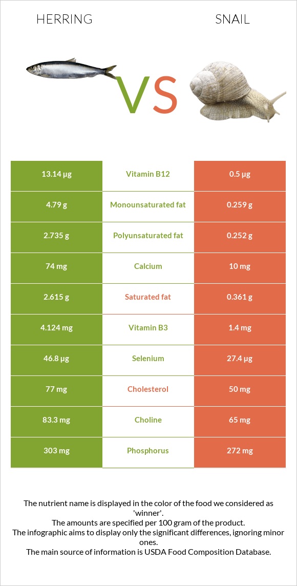 Herring vs Snail infographic