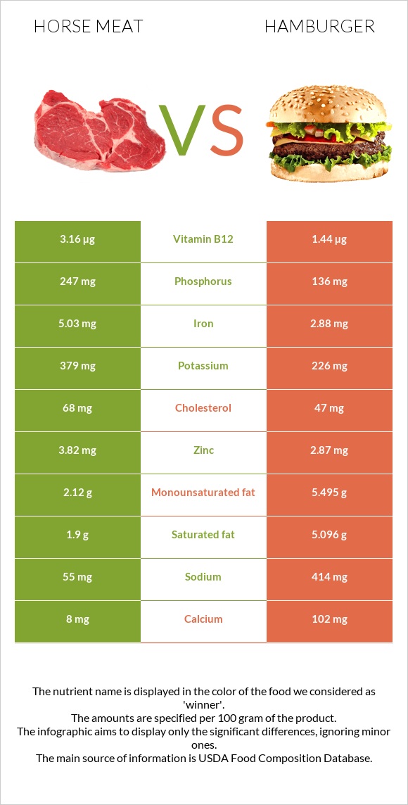 Horse meat vs Hamburger infographic