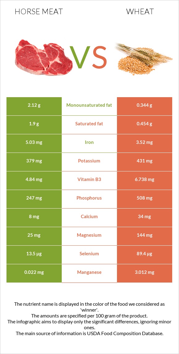 Horse meat vs Wheat  infographic