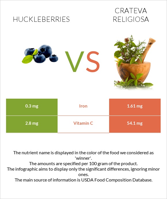 Huckleberries vs Crateva religiosa infographic