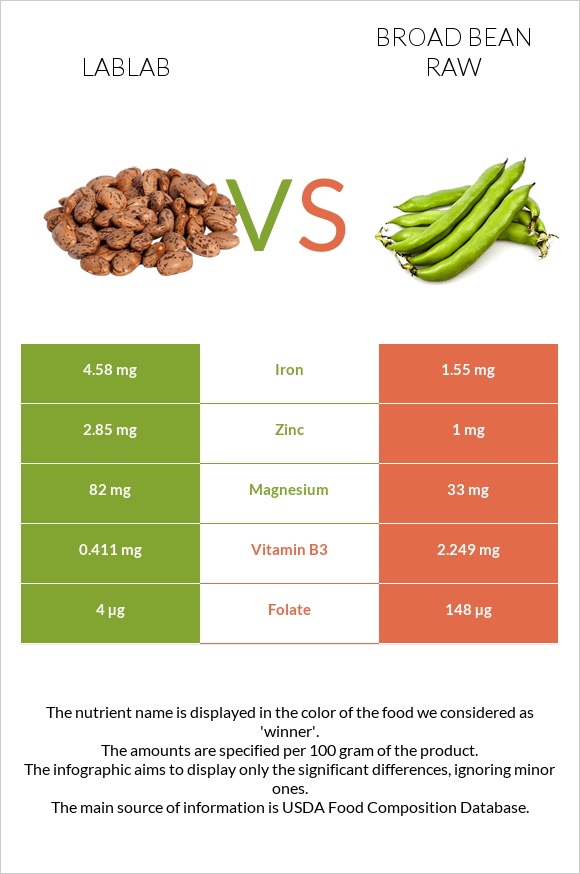 Lablab vs Broad bean raw infographic