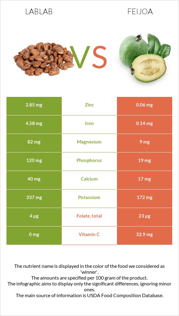 Lablab vs Feijoa infographic