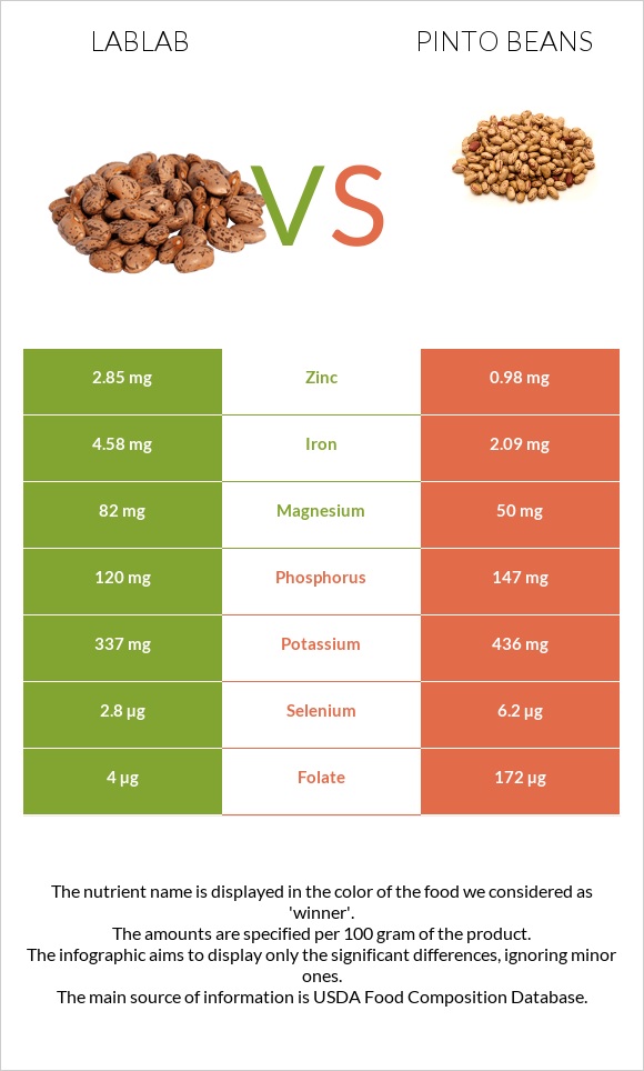 Lablab vs Pinto beans infographic