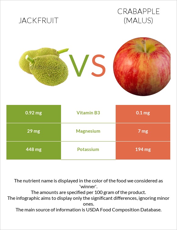 Jackfruit vs Crabapple (Malus) infographic