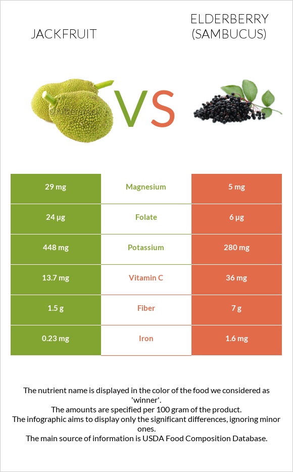 Jackfruit vs Elderberry infographic