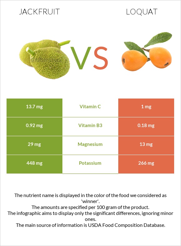 Jackfruit vs Loquat infographic