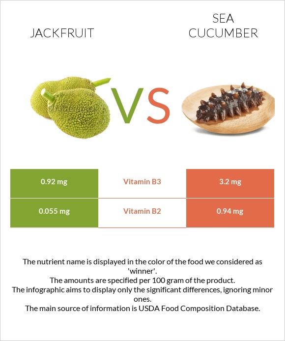 Ջեկֆրուտ vs Sea cucumber infographic