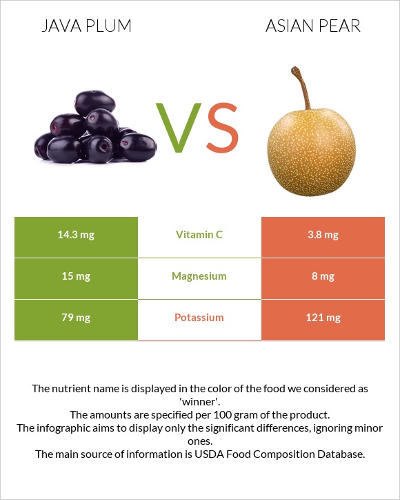 Java plum vs Asian pear infographic