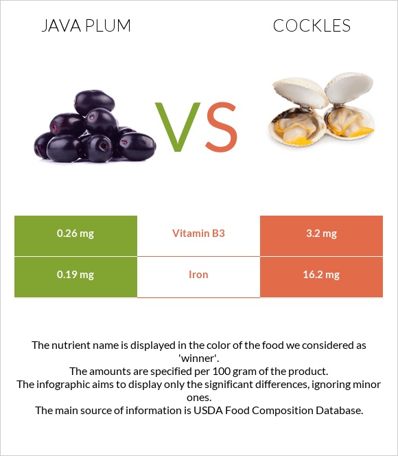 Java plum vs Cockles infographic