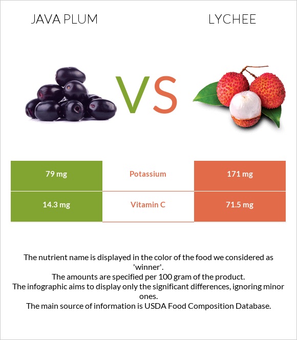 Java plum vs Lychee infographic