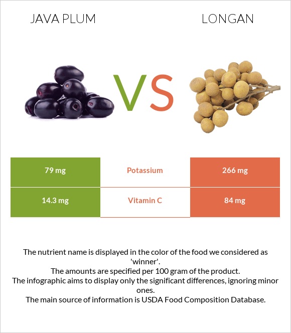 Java plum vs Longan infographic