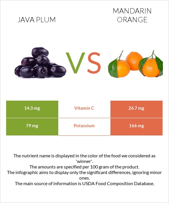 Java plum vs Մանդարին infographic