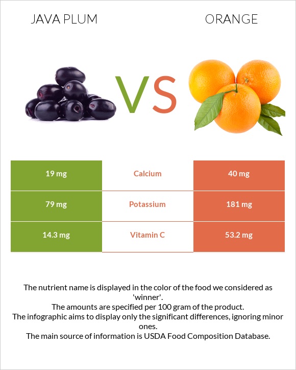 Java plum vs Նարինջ infographic