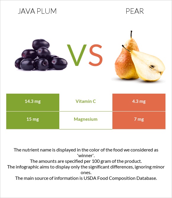 Java plum vs Pear infographic